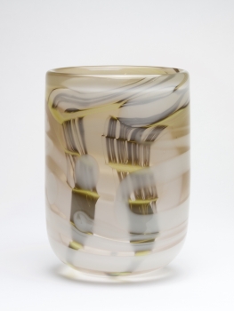 Willem Heesen, Glazen cilindervormige vaas, vroeg unicum, 1979 - Willem Heesen W.