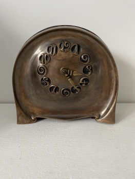 Fons Reggers, bronzen klok met palissanderhouten en elektrisch uurwerk - Fons Reggers