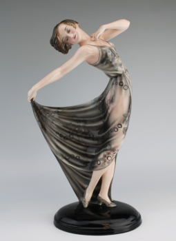 A Goldscheider art deco pottery figure of a lady - Josef Lorentzl