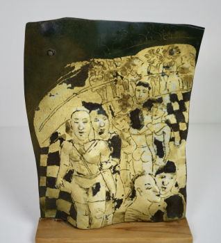 Lies Cosijn (Mojokerto, 1931 – 2016 Petten), keramisch schilderij, dansfeest - Lies Cosijn