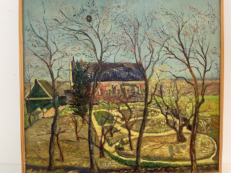 Dirk Breed, olieverf op paneel, 'Polderhuis Kolhorn'