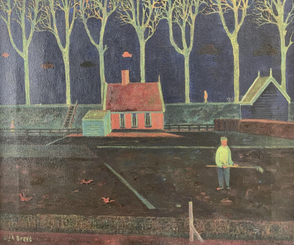 Dirk Breed, olieverf op doek, 'Tuinier'