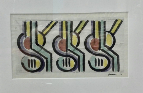 Mommie Schwarz, Sketch no. 16, watercolour, pencil and ink on paper, 1920 - Mommie (S.L.) Schwarz