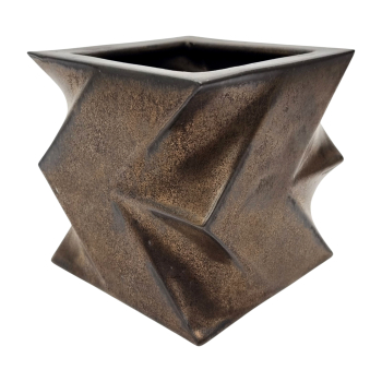 Jan van der Vaart, Bronsgeglazuurd steengoed vaas met vierkante bodem - Johannes Jacobus, Jan van der Vaart