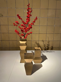 Jan van der Vaart, set of 3 bright bronze glazed vases, multiples from his own studio, 1999