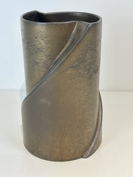 Jan van der Vaart, grote cilindrische vaas, Multiple, met bronsglazuur, 1991 - Johannes Jacobus, Jan van der Vaart
