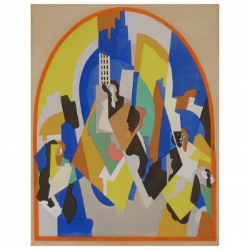 Albert Gleizes, Cubist Gouache Stencil, - Albert Gleizes