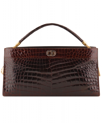 Vintage Christian Dior Brown Croco Leather Shoulder Bag - Christian Dior