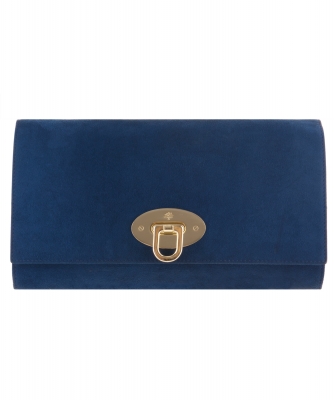 Mulberry Blue Suede Oversized Ava Clutch - Mulberry