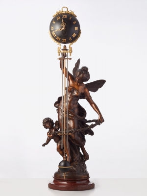 A French Swinger (Mystery) clock by Auguste Moreau, circa 1900