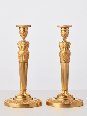 A good strong pair of French 'Empire' candle sticks, circa 1820