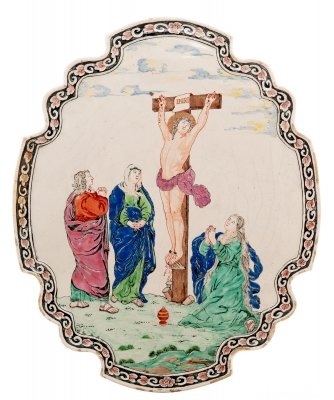 Polychrome Bijbelse Delfts Aardewerk Plaque