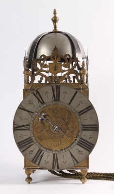 A French iron and brass alarm lantern clock, by Rouelle, circa 1725