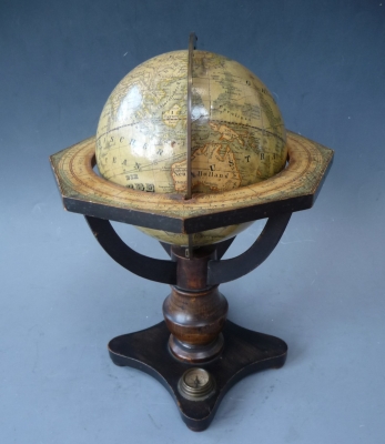 Small world globe, signed Verlag J.G. Klinger, Nürnberg, circa 1850.