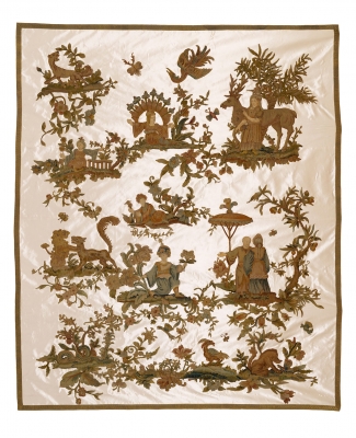 European embroidery with Chinoiserie motifs