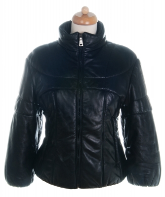 Prada Black Leather Puffer Jacket - Prada