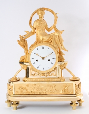 A good French Empire sculptural mantel clock by Colin à Paris circa 1800