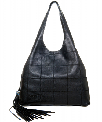 Chanel Black Square Stitch Tassel Hobo Bag - Chanel
