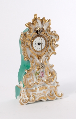 A small French polychrome porcelain so-called 'Zappler' timepiece, by Jacob Petit, circa 1850
