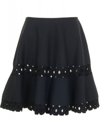 Alaïa Black Fleece Wool Laser Cut Circle Skirt - Azzedine Alaïa
