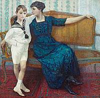 Madame Maria De Smet en haar zoon Marcel 1915 - Léon De Smet