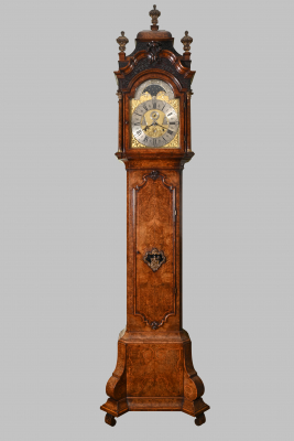 A Dutch burr walnut longcase clock