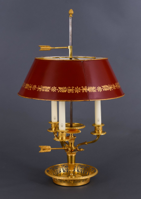 A bronze ormolu Empire Bouillotte lamp