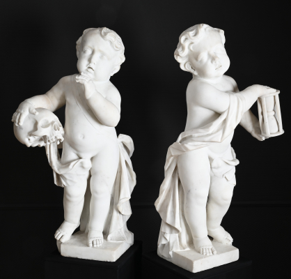 A pair of marble sculptures