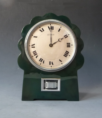  Green Art Deco model Atmos clock, No LG 4, J. L. Reutter, France ca. 1930. 