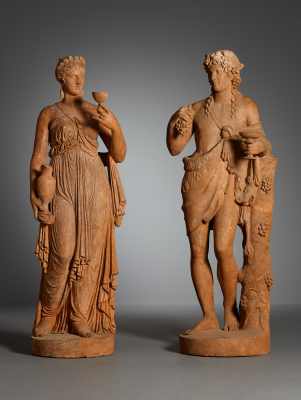 Paar Franse Empire terracotta sculpturen