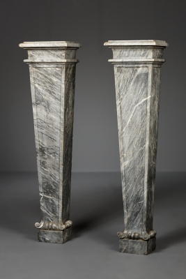 Pair of Italian Bardiglio marble pedestals