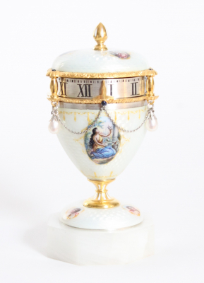 A minature Swiss silver guilloche enamel ‘cercle tournant’ timepiece, circa 1900