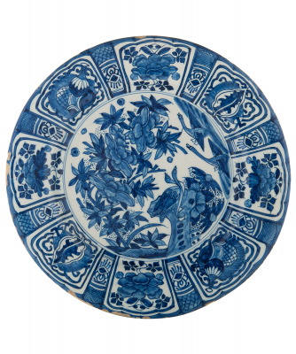 A Blue and White Dutch Delft Kraak-Style Charger