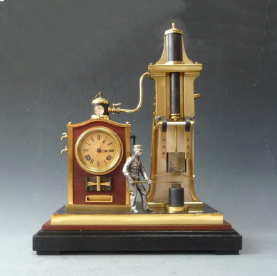 Animated French ‘Industrial Foundryman Clock’, late 19th Century, signed GLT.