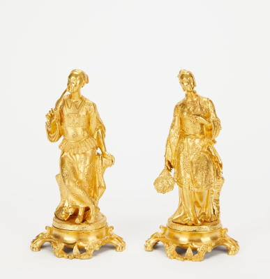 Louis XV style gildeld bronze asian style small statues