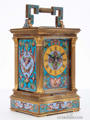 A large French cloisonne enamel anglaise carriage clock, Richard & Cie, circa 1880