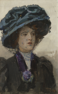 Elegant lady with blue hat - Isaac Israëls