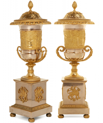 Pair Ormolu Bronze Brûle-Perfume Vases