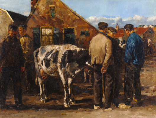A cattle market on De Groest, Hilversum - Willem de Zwart