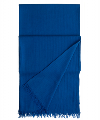 Hermès Blue Cashmere - Wool  'Grand H' Fringe Muffler - Hermès