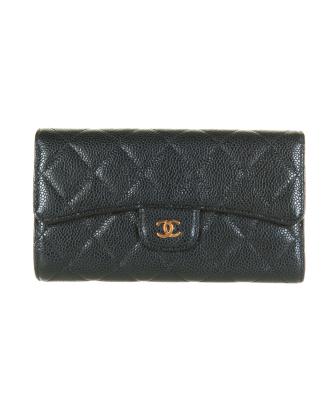 Chanel Black Caviar Classic Flap Wallet - Chanel