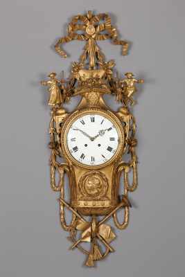 Large Dutch Louis XVI wooden cartel clock