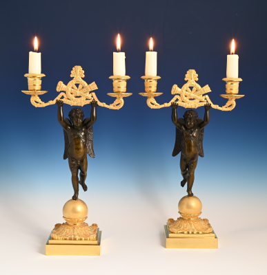 A pair of ormolu Empire candelabras