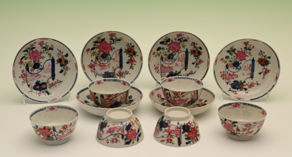 A set of six Chinese porcelain cups and saucers
