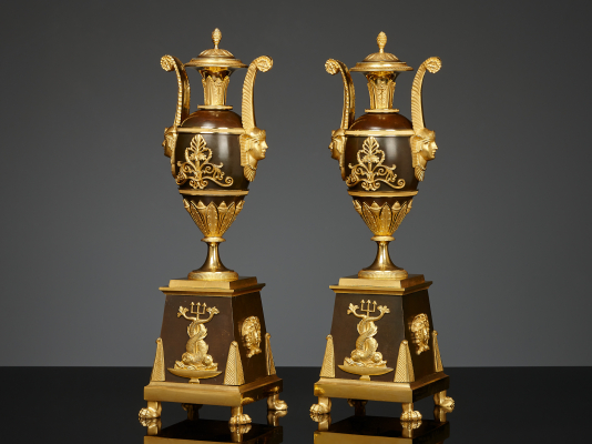 Pair of French Empire Retour d’Égypte ornamental vases