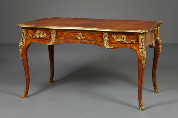 French Louis XV bureau plat, stamped Migeon