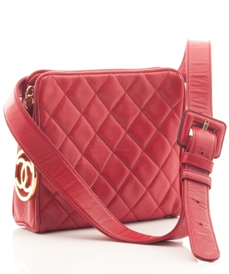 Chanel Red Leather Quilted Belt Bag - Chanel