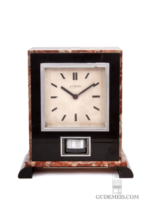 A French Art Deco marble Reutter patent atmos clock, circa 1932