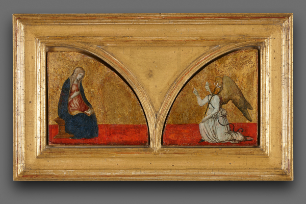 Francesco Botticini (1446-1498), The Annunciation, upper section of the wings of a retable