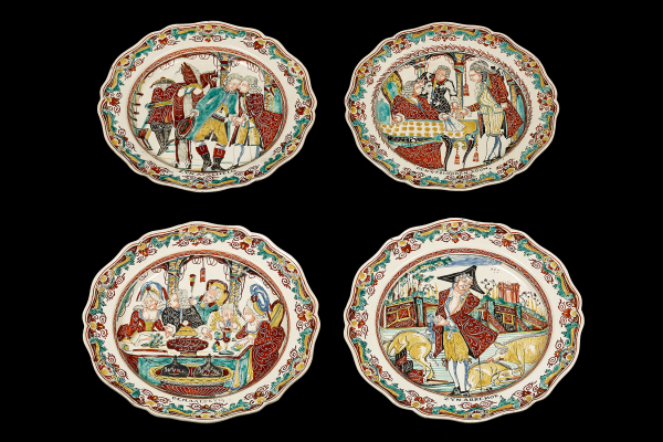 Vier Staffordshire creamware borden